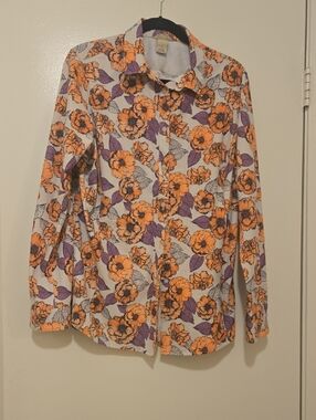 Duluth Trading Co Purple and Orange Patterned Shirt